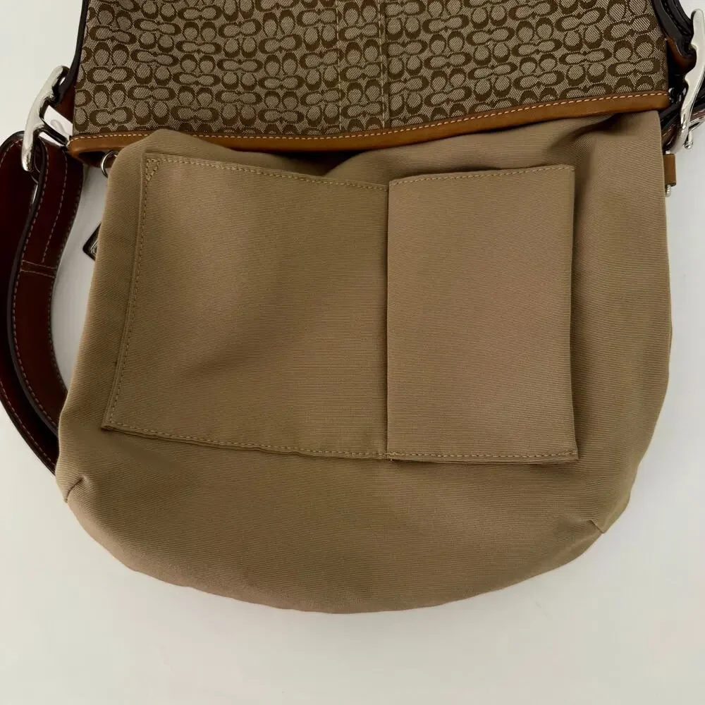 Coach Signature Canvas Crossbody Convertible Shoulder Bag Tan/Brown F10417